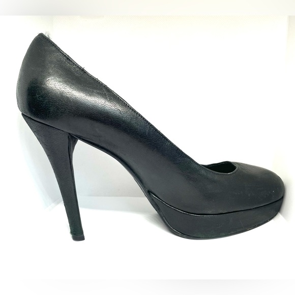Stuart Weitzman 7.5 Black Leather Platform Heel! Read Description 4 Condition! - Picture 10 of 17